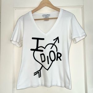Vintage Y2K Christian Dior by John Galliano t-shirt w/ velvet heart & arrow AW04